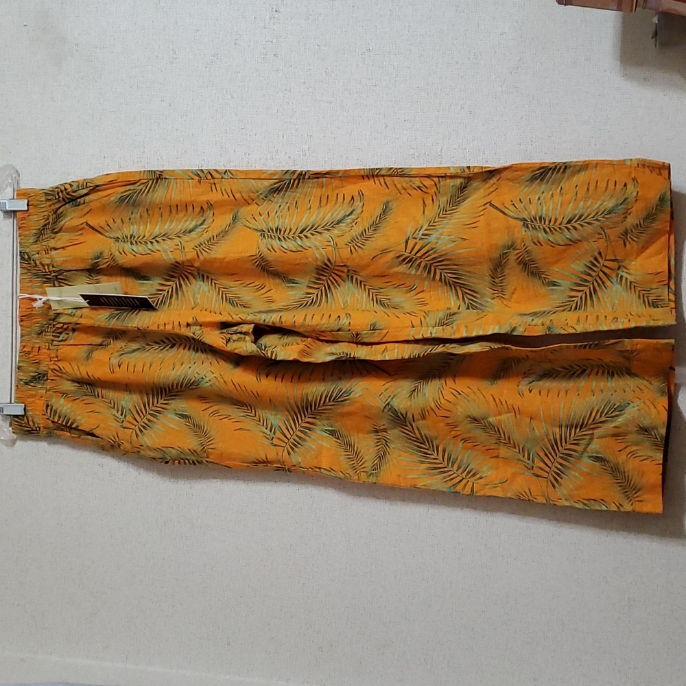 Panama Jack Tropical High waist wide leg pant Orange w/green NWT